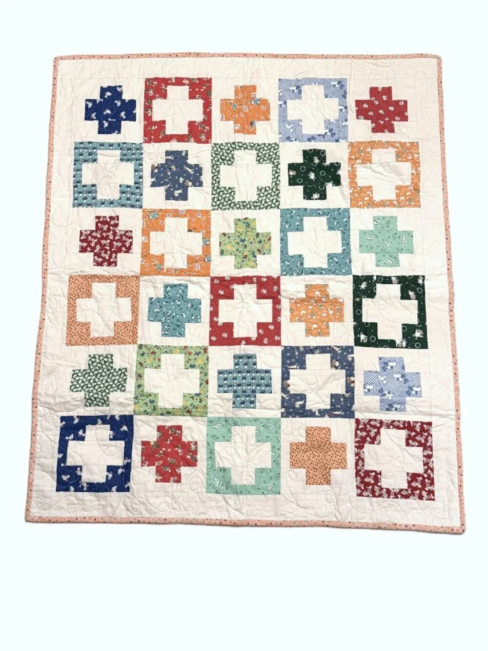 Handmade Patchwork Baby Crib Blanket Quilt Plus Charmed Pattern Animals Cottage